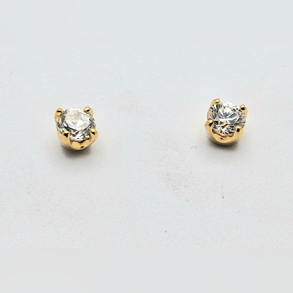 14k Yellow Gold Solitaire Stud Earrings 0.5ct CZ Diamonds (NOT PLATED)
